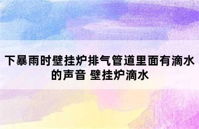 下暴雨时壁挂炉排气管道里面有滴水的声音 壁挂炉滴水